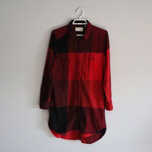 Wilfred Free Womens Red Sz S Plaid Buttoned Casual Layering Midi Dress